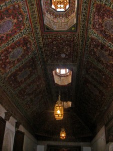 Chandeliered corridor in the el Bahia Palace