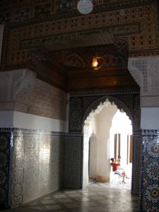 Interior doorway in the el Bahia Palace leading out to a courtyard